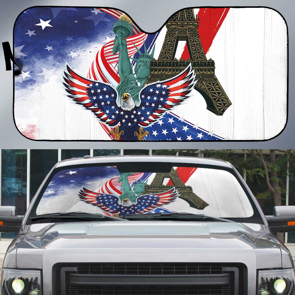French-American Heritage Month Auto Sun Shade Dual Heritage and National Flag