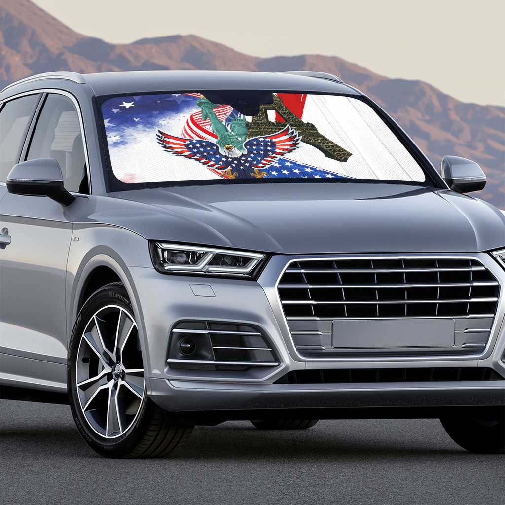 French-American Heritage Month Auto Sun Shade Dual Heritage and National Flag