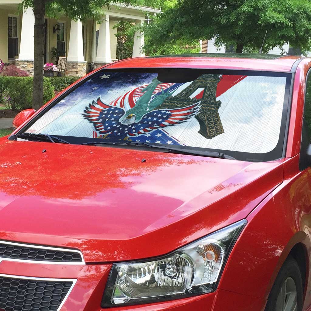 French-American Heritage Month Auto Sun Shade Dual Heritage and National Flag