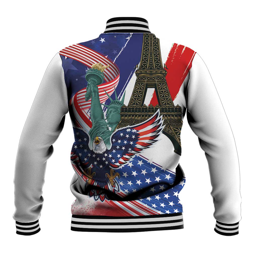 French-American Heritage Month Baseball Jacket Dual Heritage and National Flag