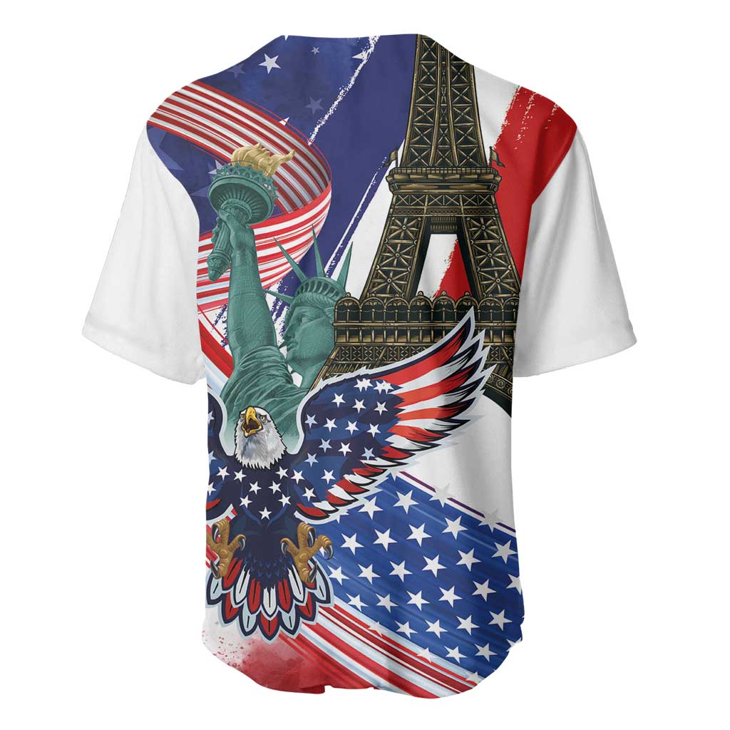 French-American Heritage Month Baseball Jersey Dual Heritage and National Flag
