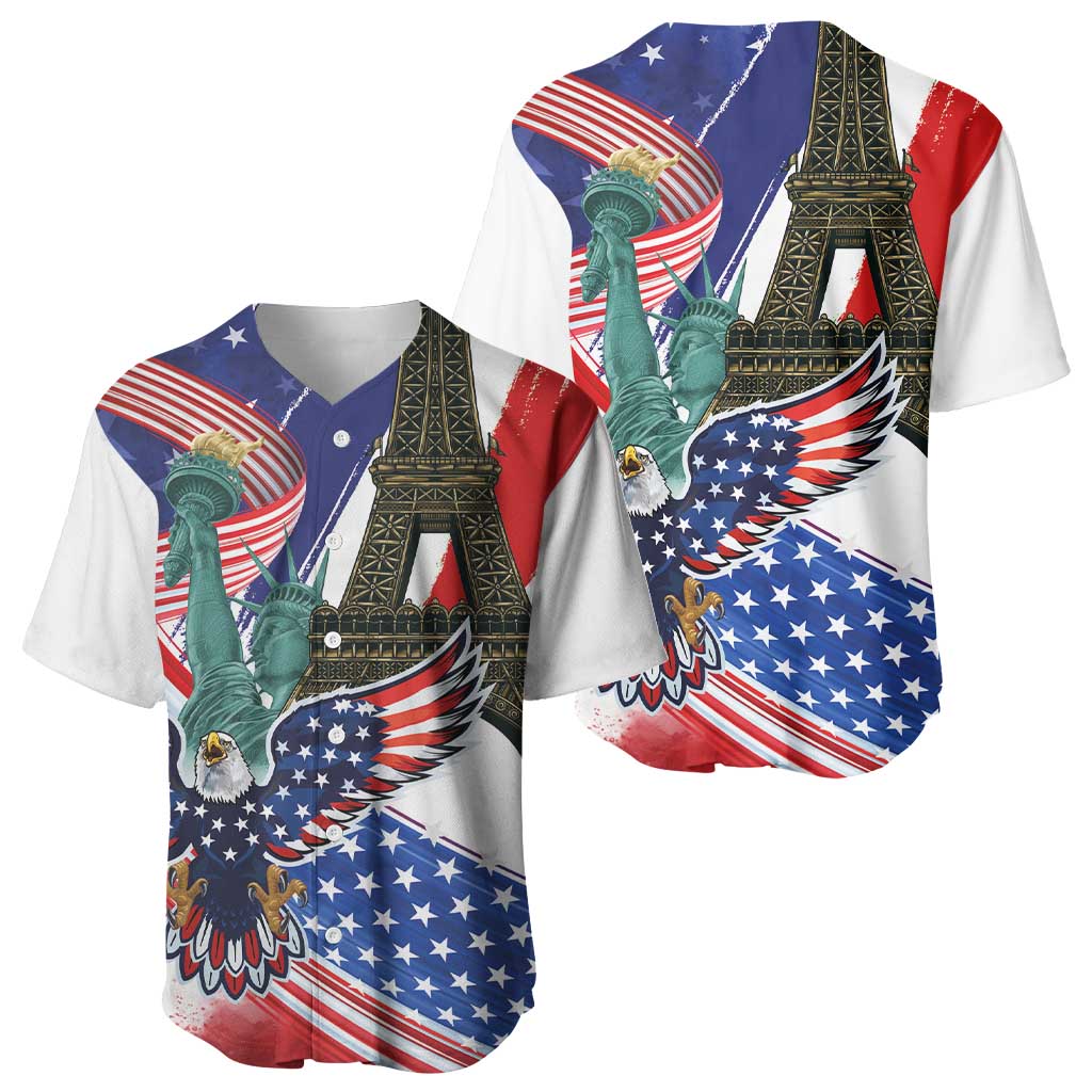 French-American Heritage Month Baseball Jersey Dual Heritage and National Flag