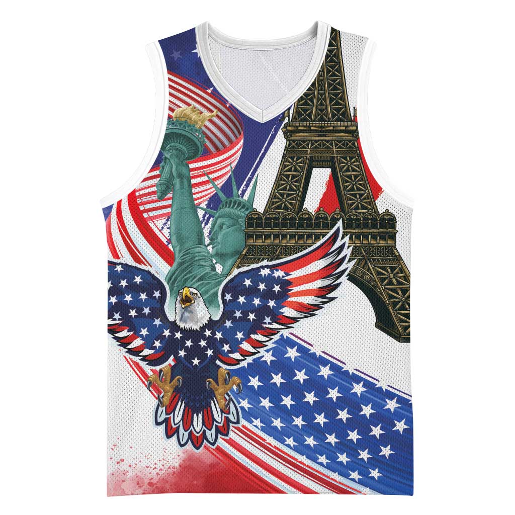 French-American Heritage Month Basketball Jersey Dual Heritage and National Flag