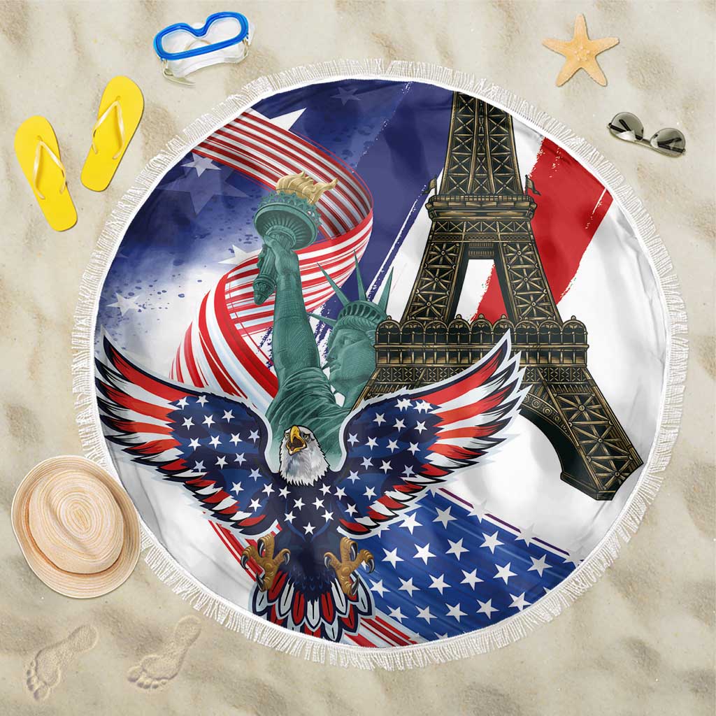 French-American Heritage Month Beach Blanket Dual Heritage and National Flag