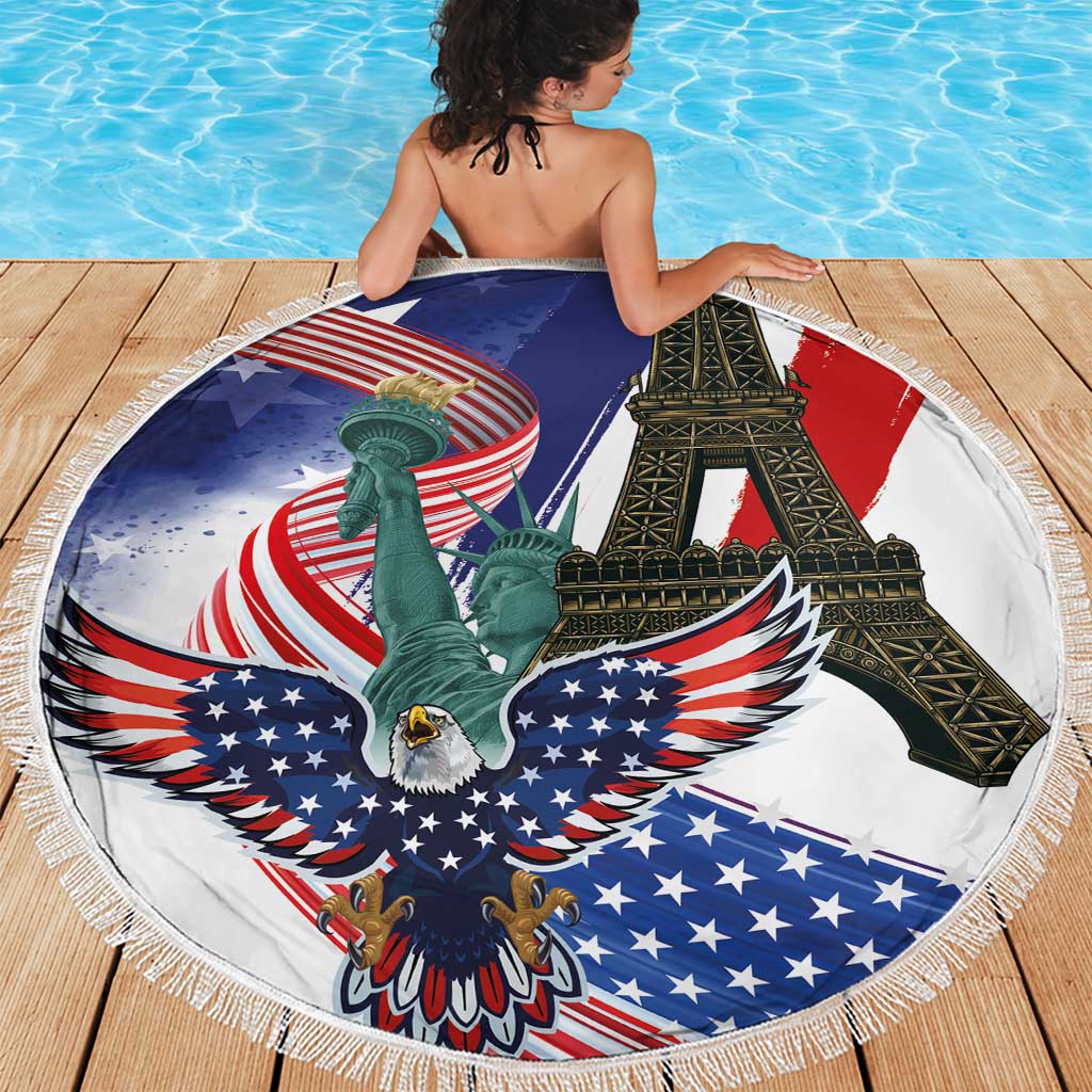 French-American Heritage Month Beach Blanket Dual Heritage and National Flag