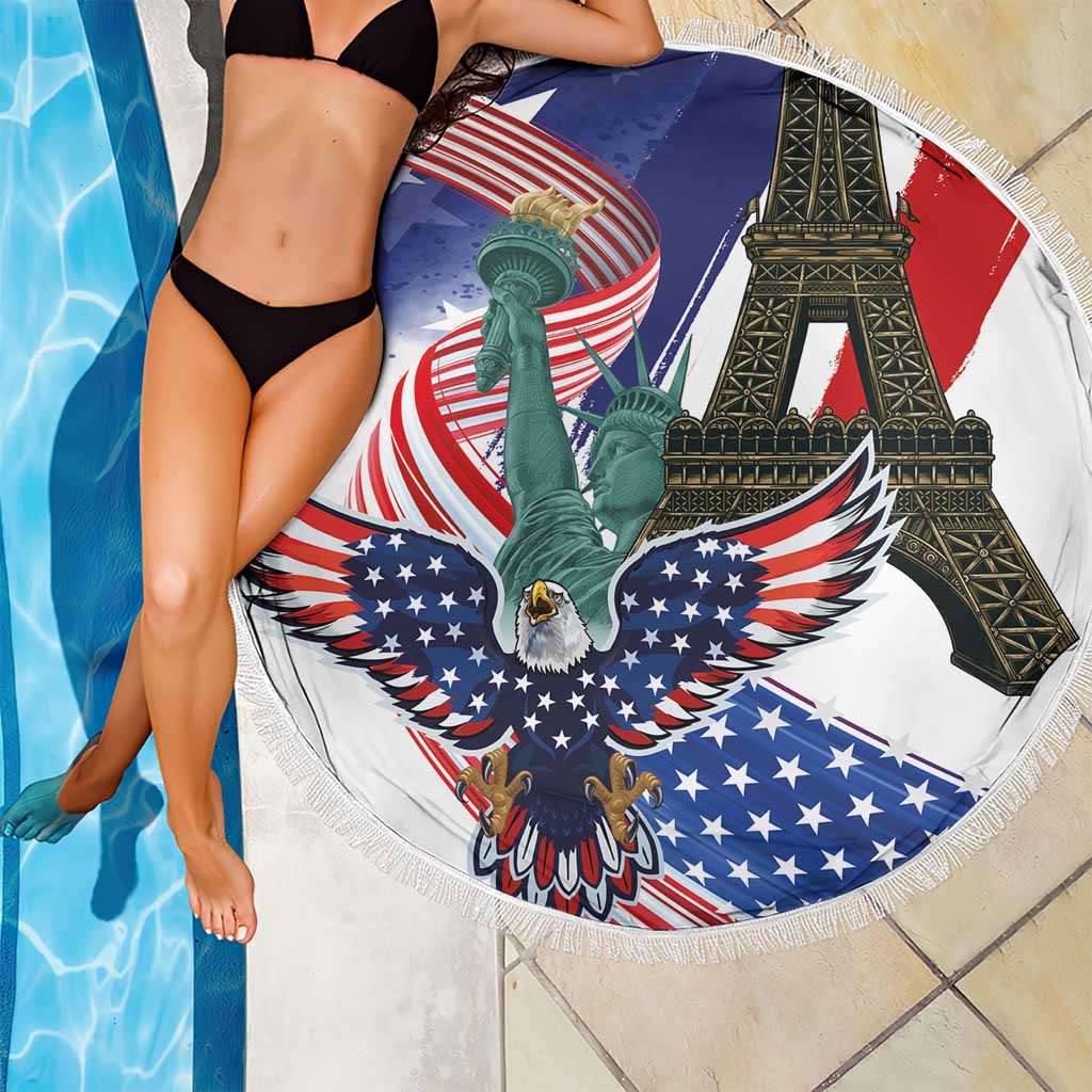 French-American Heritage Month Beach Blanket Dual Heritage and National Flag