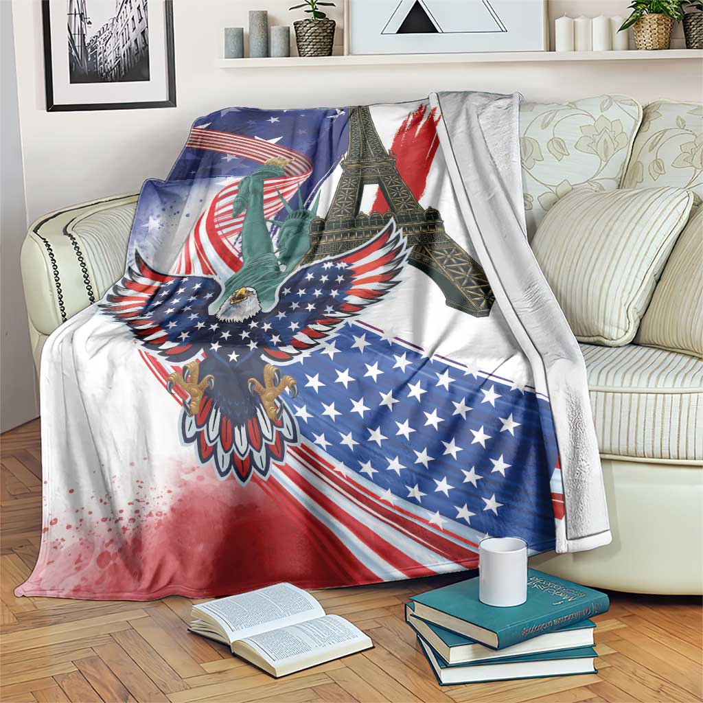 French-American Heritage Month Blanket Dual Heritage and National Flag