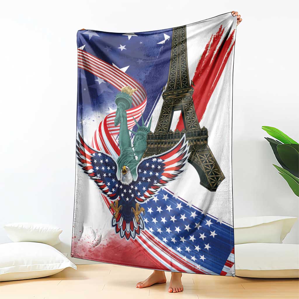 French-American Heritage Month Blanket Dual Heritage and National Flag