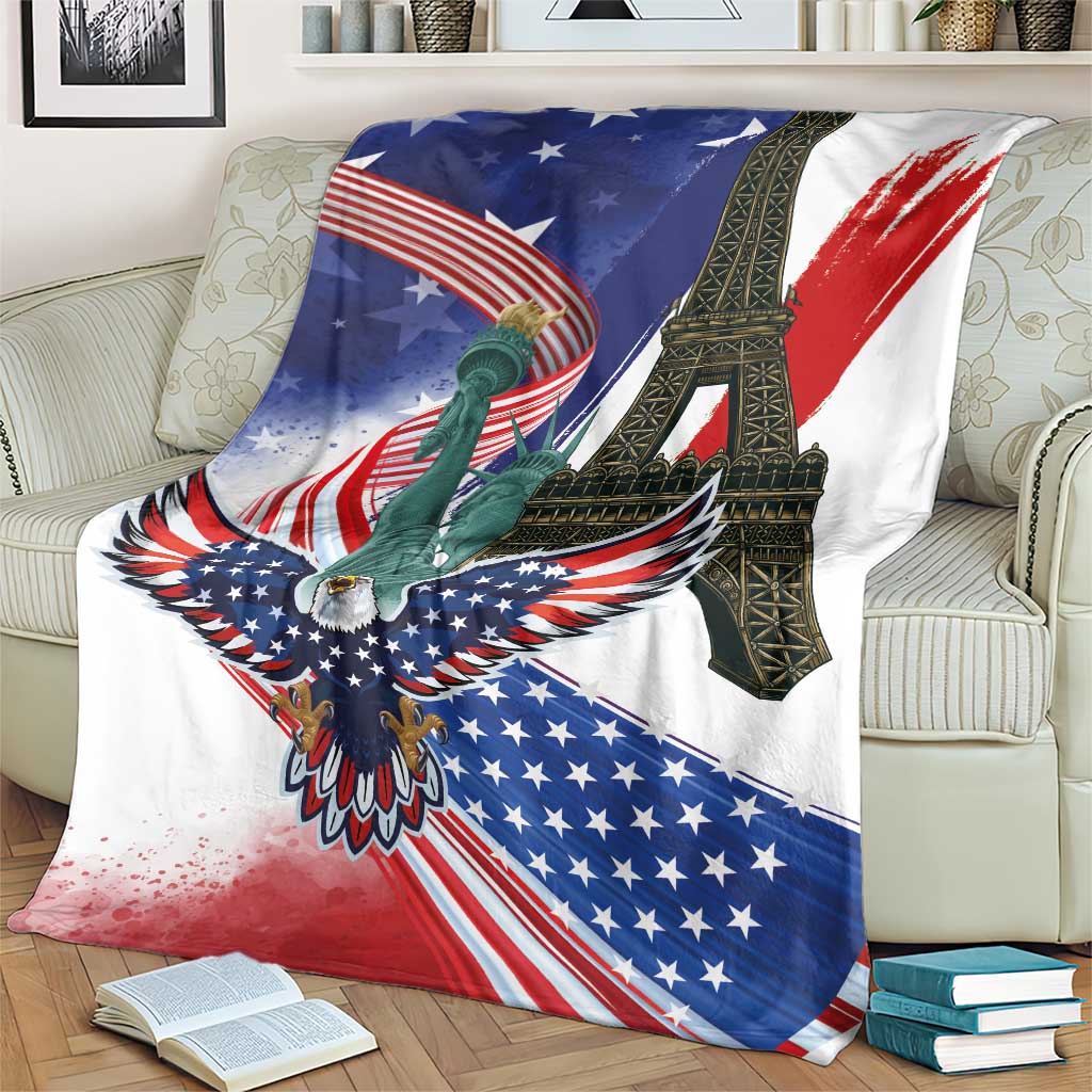 French-American Heritage Month Blanket Dual Heritage and National Flag