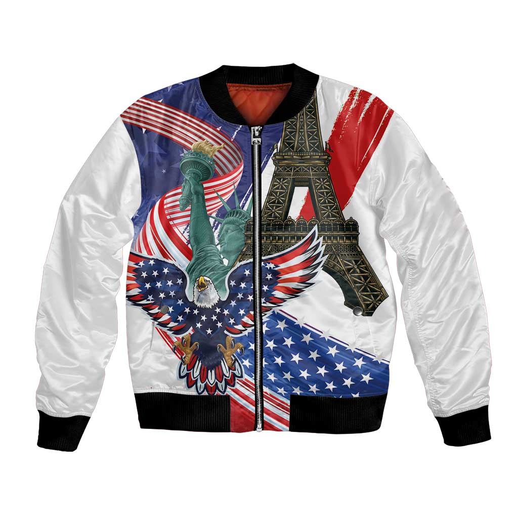 French-American Heritage Month Bomber Jacket Dual Heritage and National Flag