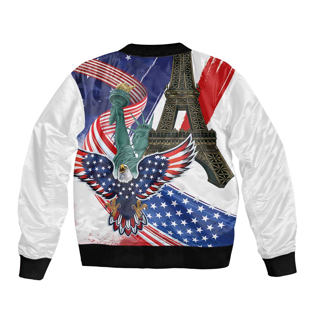 French-American Heritage Month Bomber Jacket Dual Heritage and National Flag