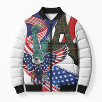 French-American Heritage Month Bomber Puffer Jacket Dual Heritage and National Flag