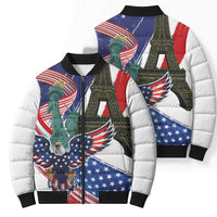 French-American Heritage Month Bomber Puffer Jacket Dual Heritage and National Flag