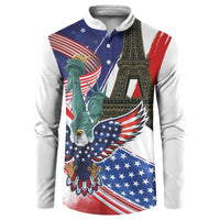 French-American Heritage Month Button Sweatshirt Dual Heritage and National Flag