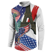 French-American Heritage Month Button Sweatshirt Dual Heritage and National Flag