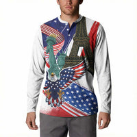 French-American Heritage Month Button Sweatshirt Dual Heritage and National Flag