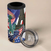 French-American Heritage Month 4 in 1 Can Cooler Tumbler Dual Heritage and National Flag