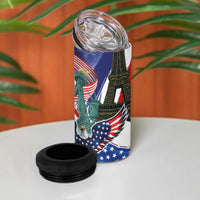 French-American Heritage Month 4 in 1 Can Cooler Tumbler Dual Heritage and National Flag