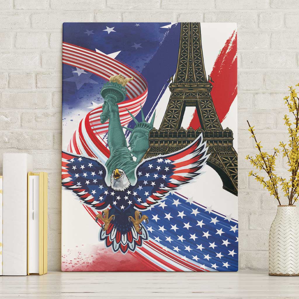 French-American Heritage Month Canvas Wall Art Dual Heritage and National Flag