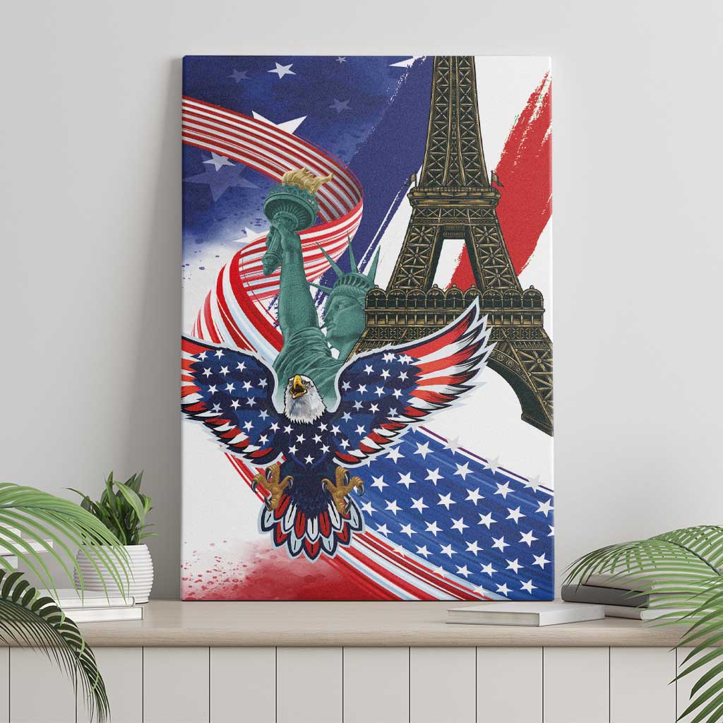 French-American Heritage Month Canvas Wall Art Dual Heritage and National Flag