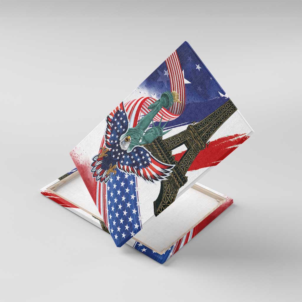 French-American Heritage Month Canvas Wall Art Dual Heritage and National Flag
