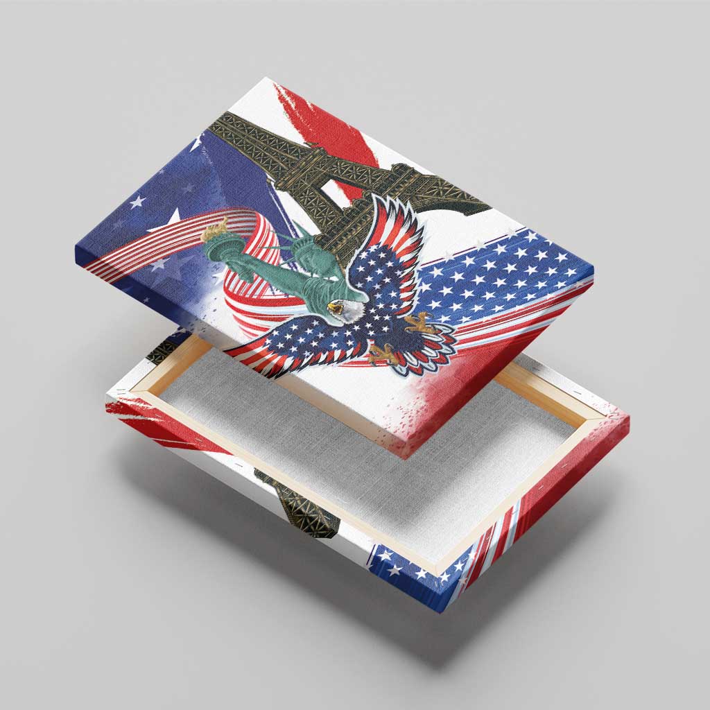 French-American Heritage Month Canvas Wall Art Dual Heritage and National Flag