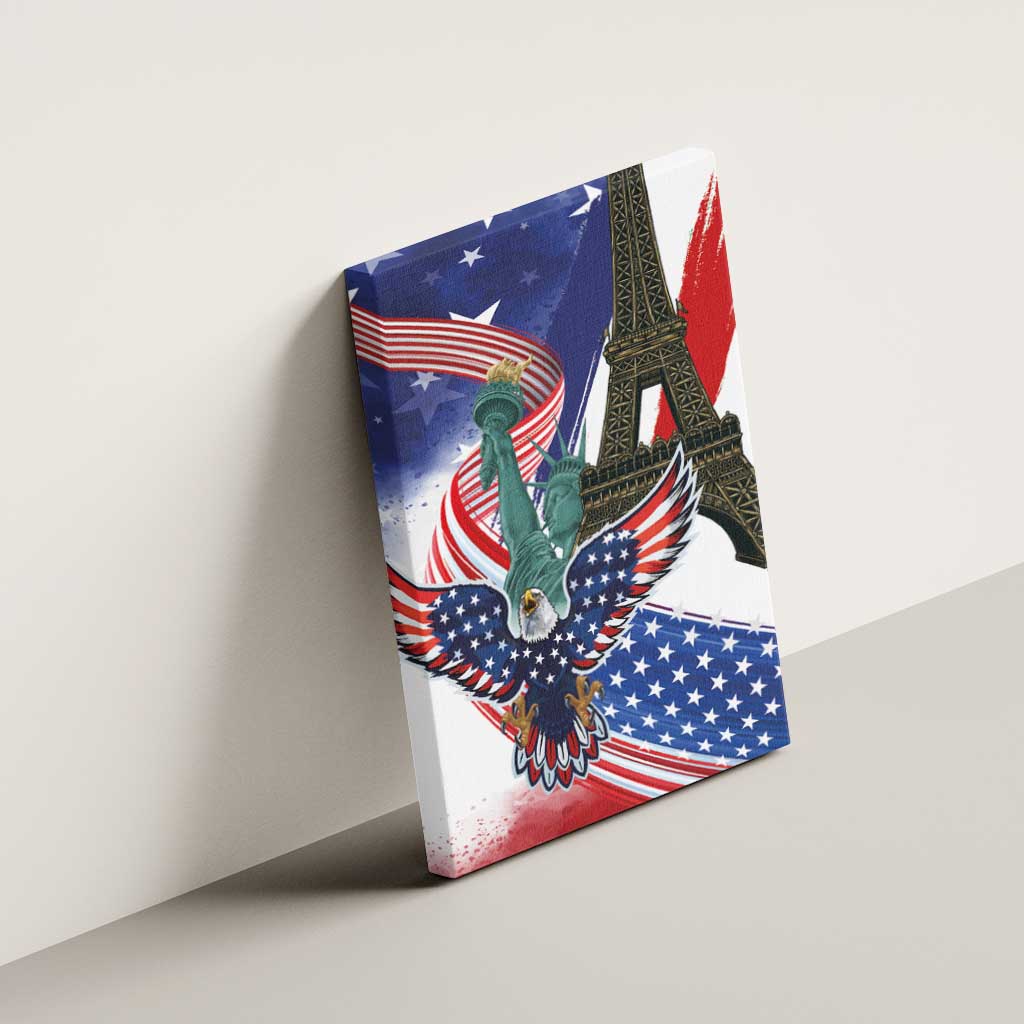 French-American Heritage Month Canvas Wall Art Dual Heritage and National Flag