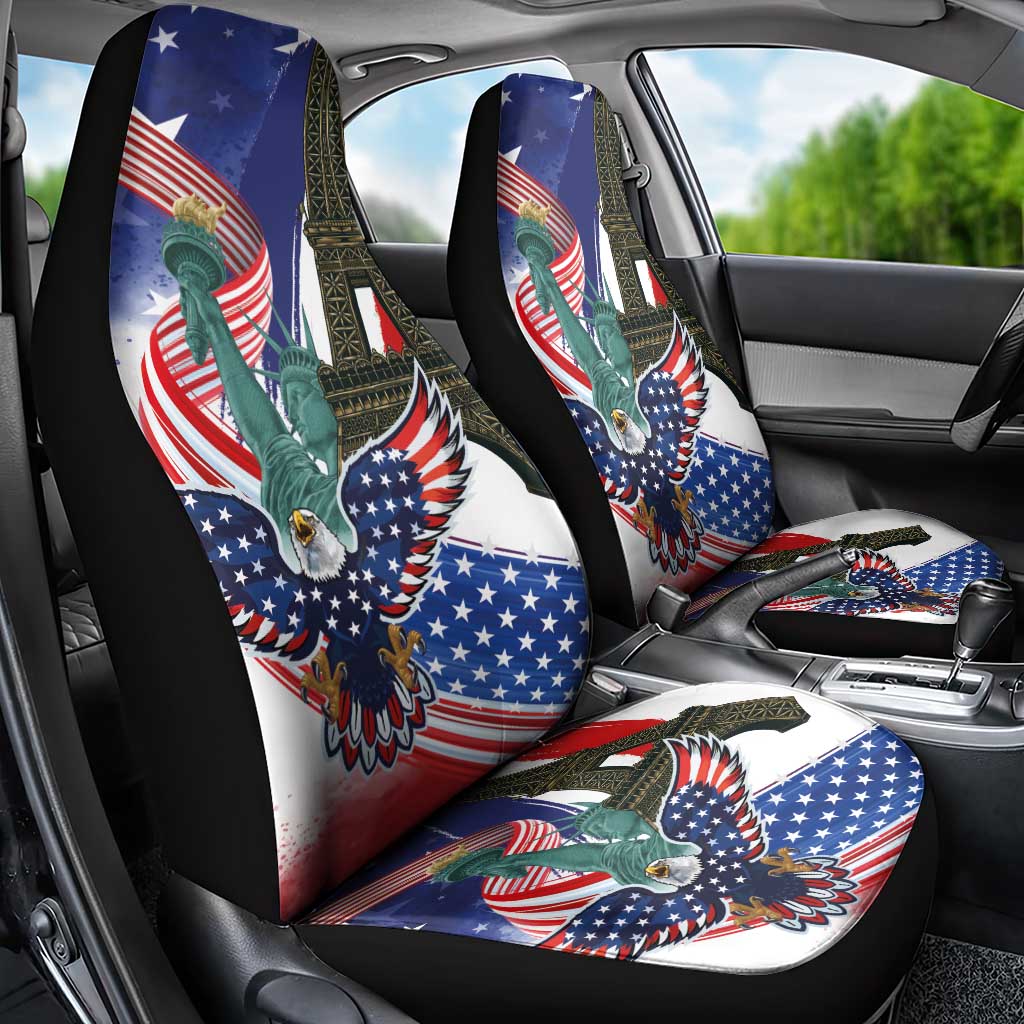 French-American Heritage Month Car Seat Cover Dual Heritage and National Flag