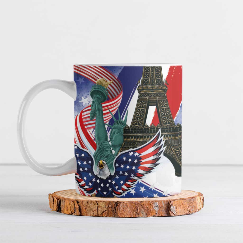 French-American Heritage Month Ceramic Mug Dual Heritage and National Flag