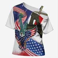 French-American Heritage Month Cross Shoulder Shirt Dual Heritage and National Flag