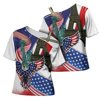 French-American Heritage Month Cross Shoulder Shirt Dual Heritage and National Flag