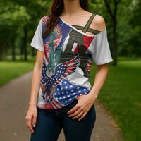 French-American Heritage Month Cross Shoulder Shirt Dual Heritage and National Flag