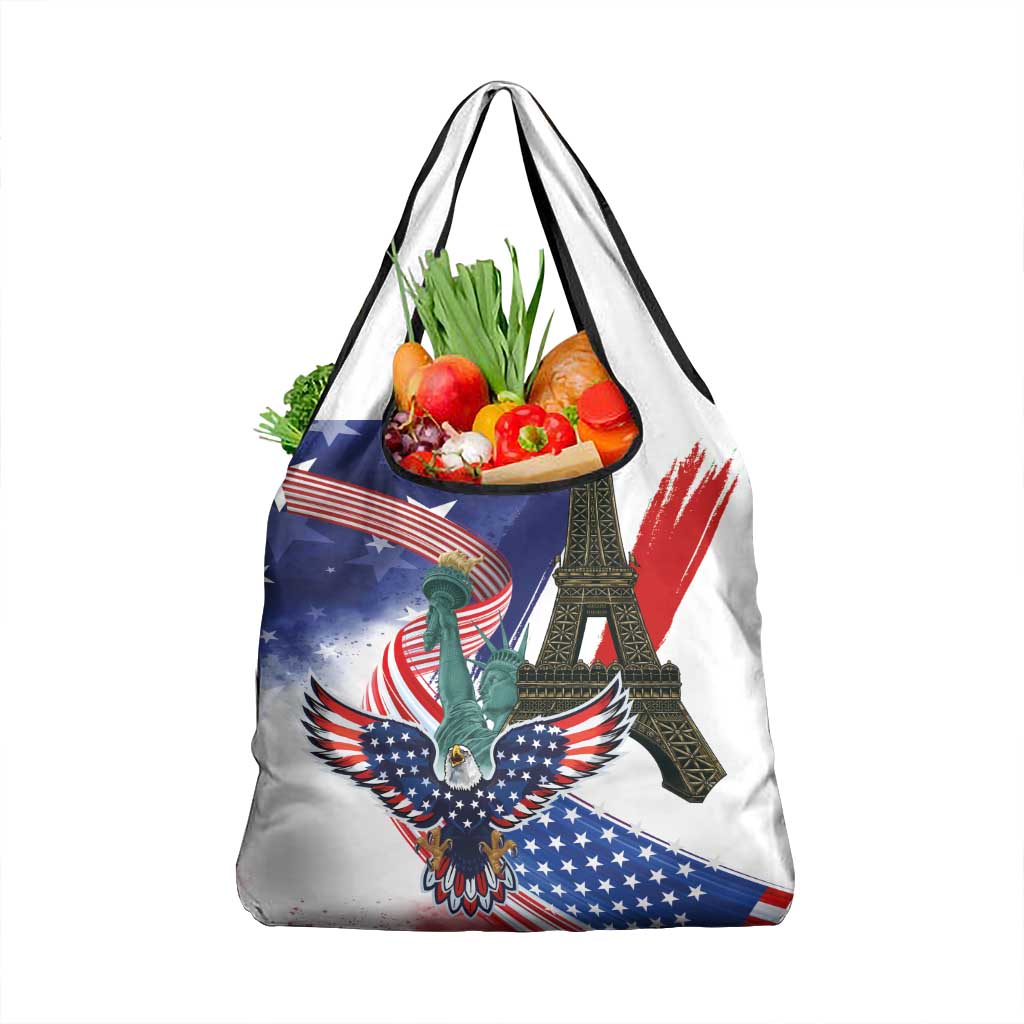 French-American Heritage Month Grocery Bag Dual Heritage and National Flag