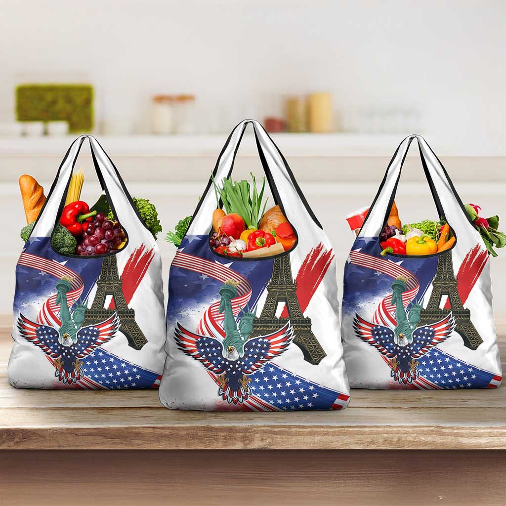 French-American Heritage Month Grocery Bag Dual Heritage and National Flag