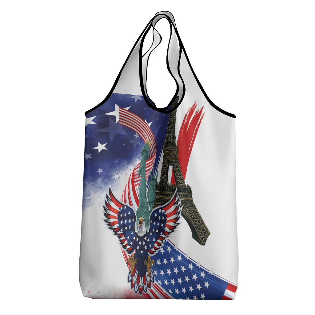 French-American Heritage Month Grocery Bag Dual Heritage and National Flag