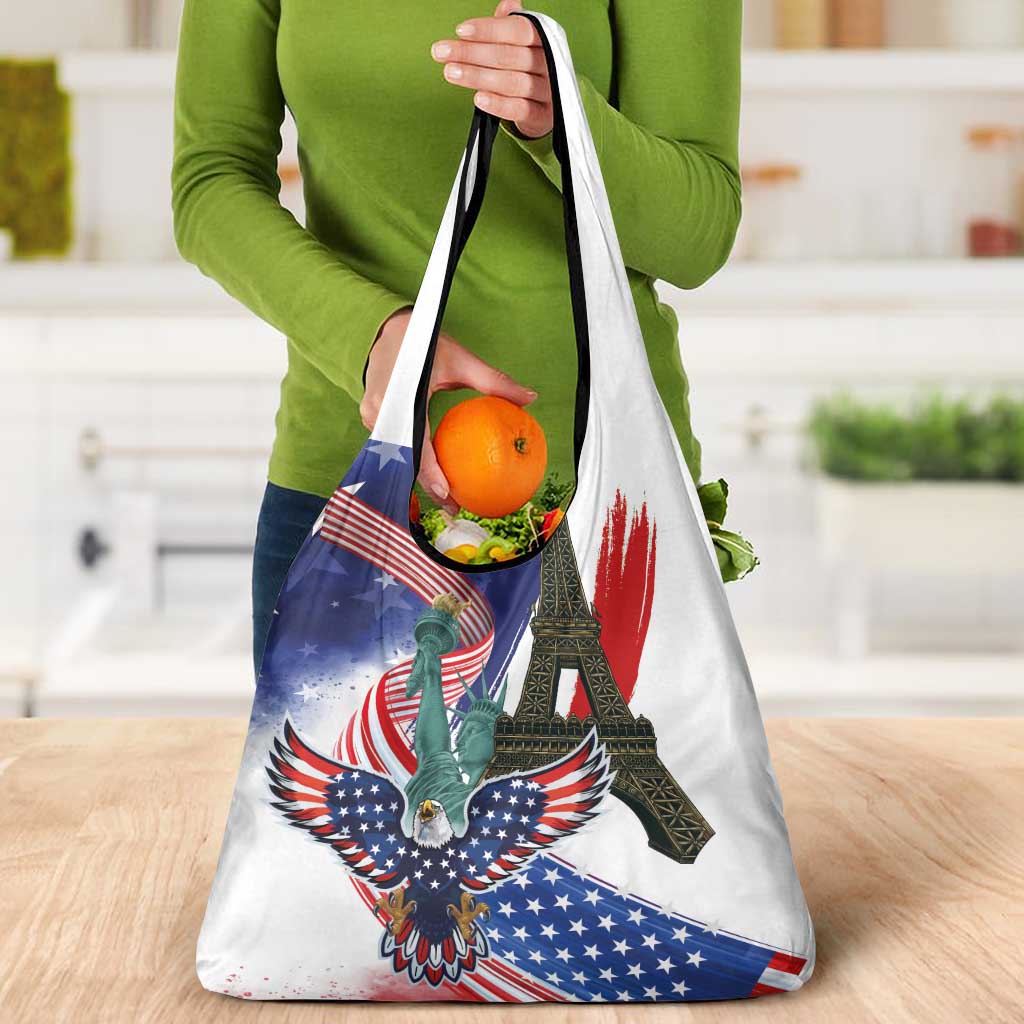 French-American Heritage Month Grocery Bag Dual Heritage and National Flag