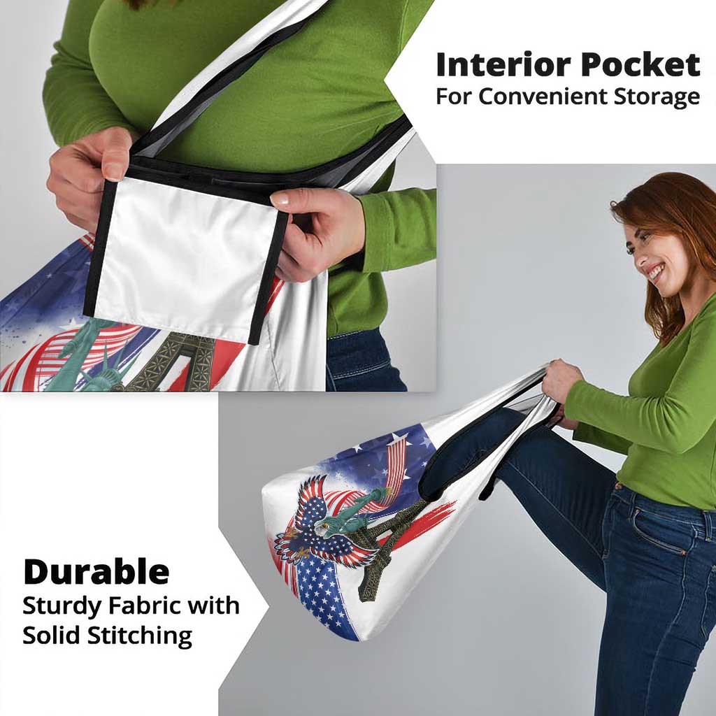 French-American Heritage Month Grocery Bag Dual Heritage and National Flag