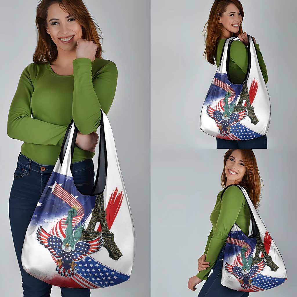 French-American Heritage Month Grocery Bag Dual Heritage and National Flag
