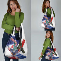 French-American Heritage Month Grocery Bag Dual Heritage and National Flag