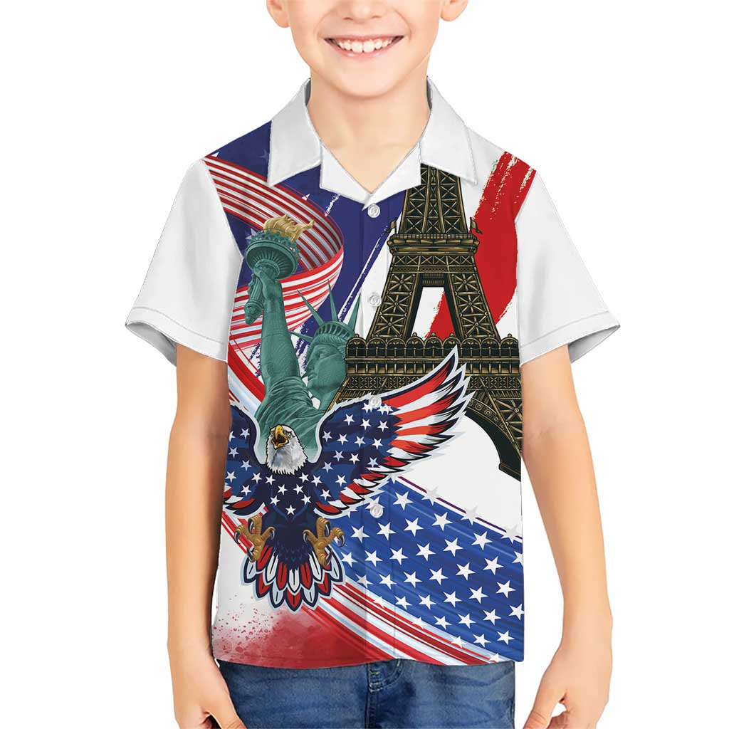 French-American Heritage Month Hawaiian Shirt Dual Heritage and National Flag