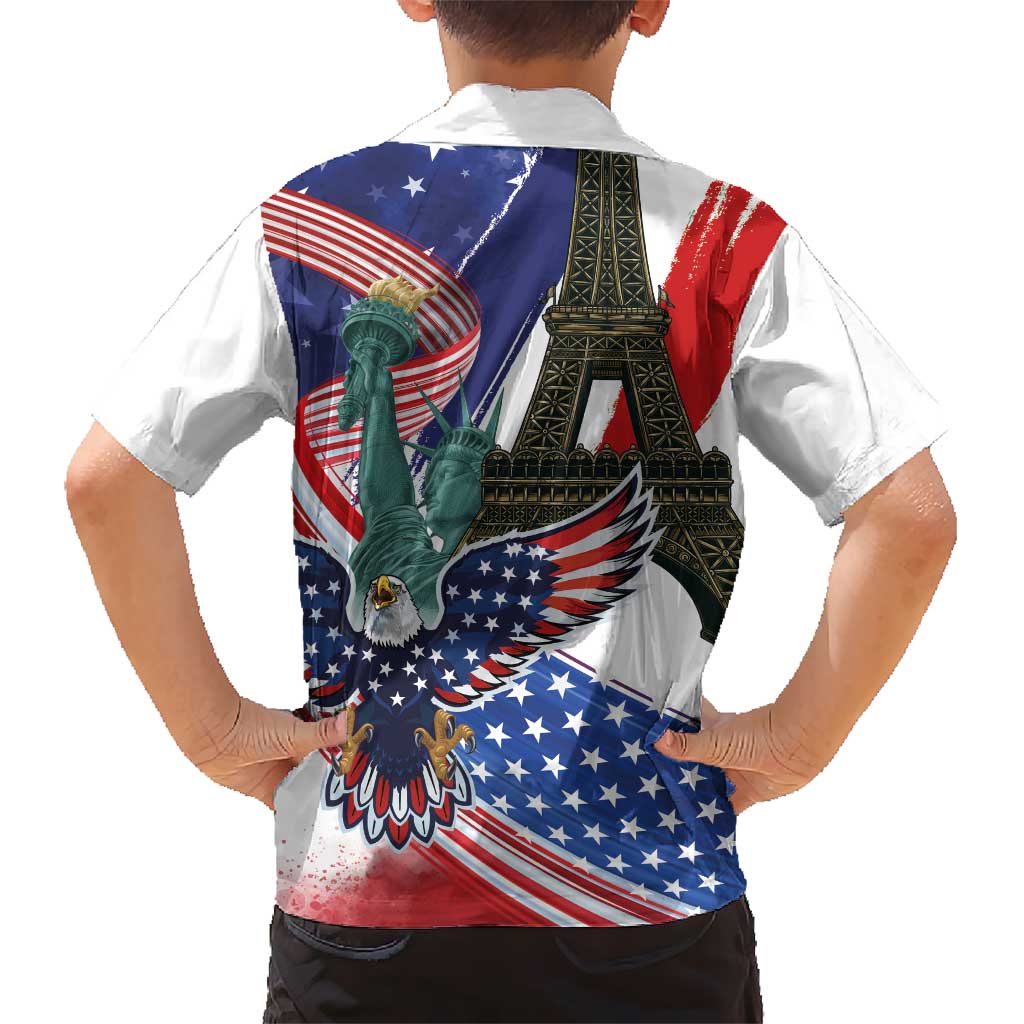 French-American Heritage Month Hawaiian Shirt Dual Heritage and National Flag