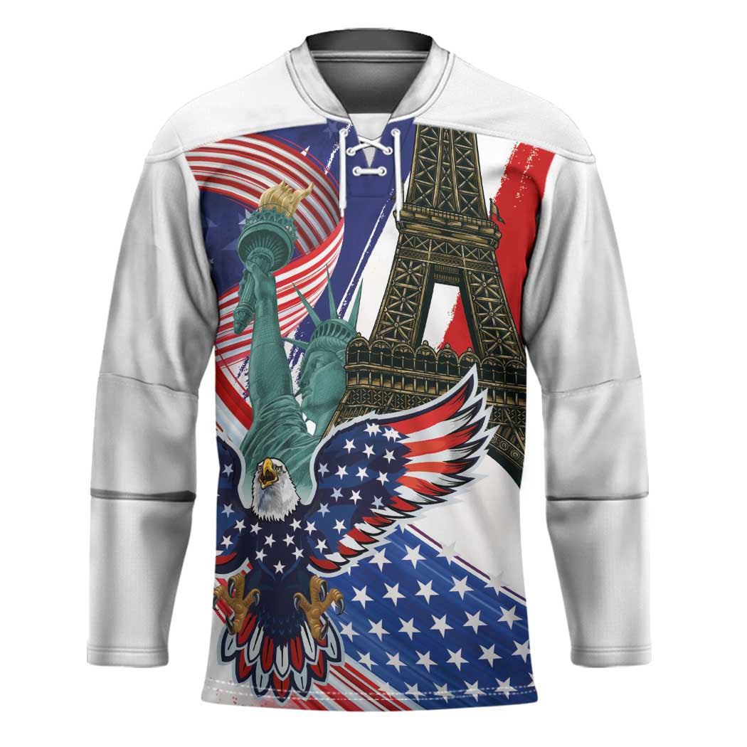 French-American Heritage Month Hockey Jersey Dual Heritage and National Flag