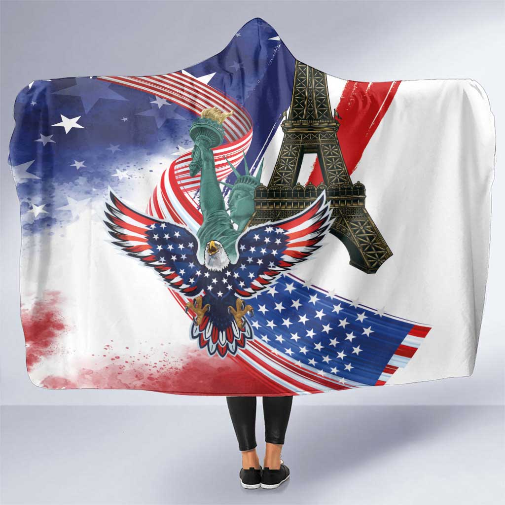 French-American Heritage Month Hooded Blanket Dual Heritage and National Flag
