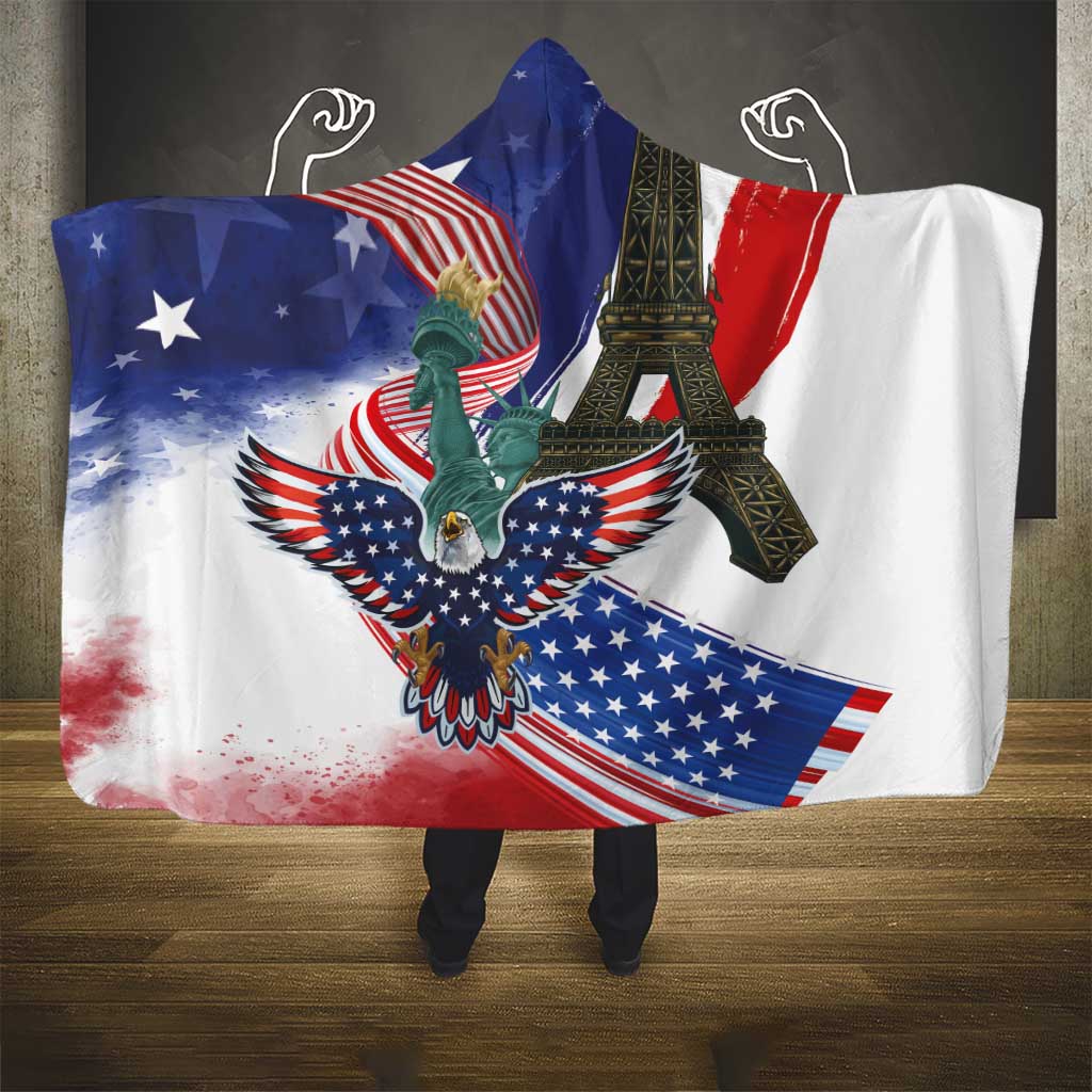 French-American Heritage Month Hooded Blanket Dual Heritage and National Flag