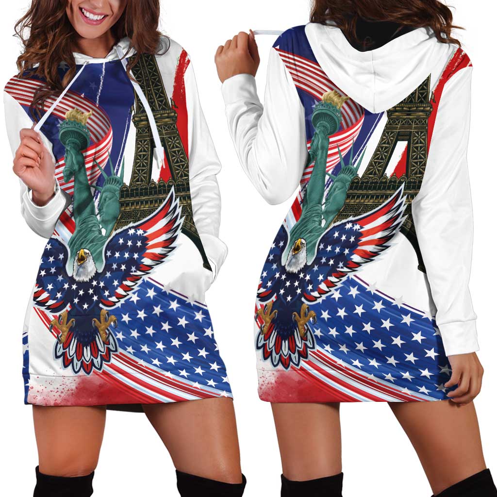 French-American Heritage Month Hoodie Dress Dual Heritage and National Flag