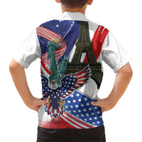 French-American Heritage Month Kid Hawaiian Shirt Dual Heritage and National Flag