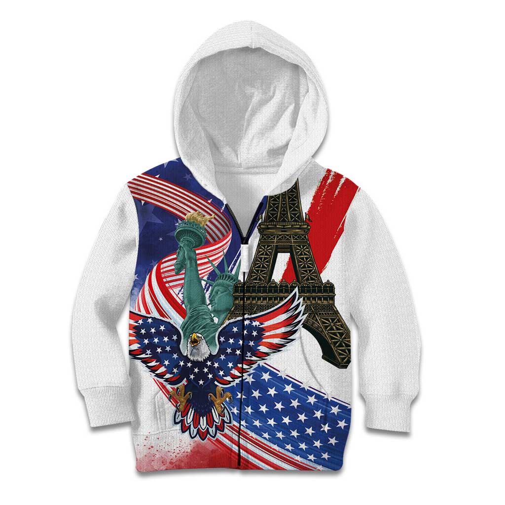 French-American Heritage Month Kid Hoodie Dual Heritage and National Flag