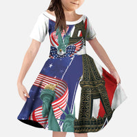 French-American Heritage Month Kid Short Sleeve Dress Dual Heritage and National Flag