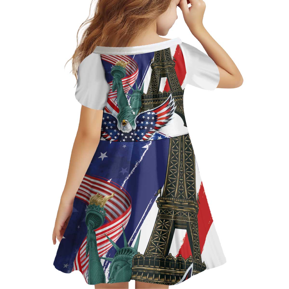 French-American Heritage Month Kid Short Sleeve Dress Dual Heritage and National Flag