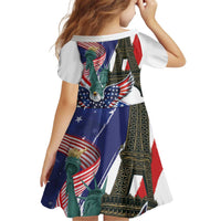 French-American Heritage Month Kid Short Sleeve Dress Dual Heritage and National Flag